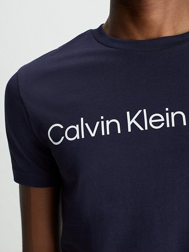 Navy Calvin Klein Slim Organic Cotton Logo Men T-Shirt | SLZK-98015