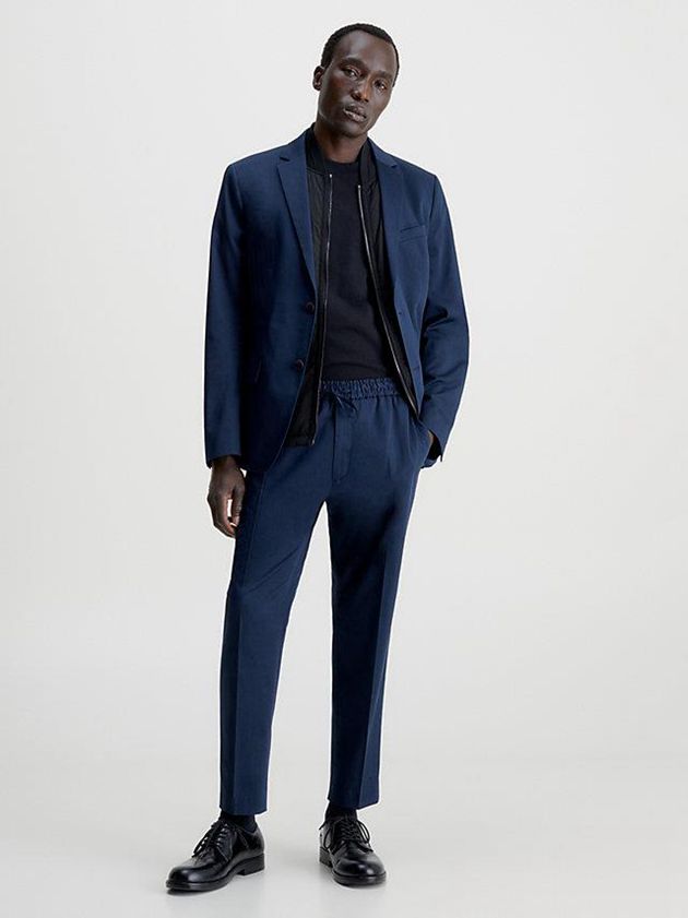 Navy Calvin Klein Slim Sateen Stretch Men Joggers | PJGA-34829