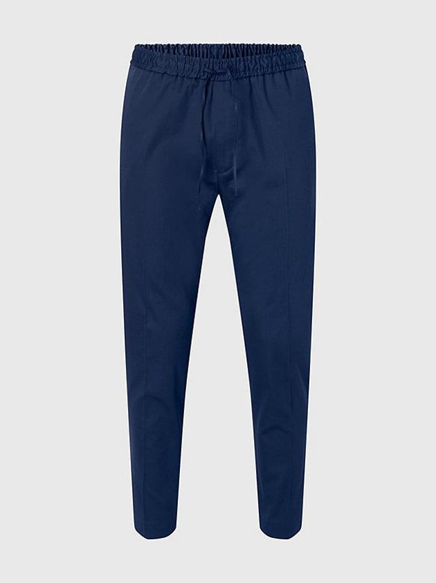 Navy Calvin Klein Slim Sateen Stretch Men Joggers | PJGA-34829