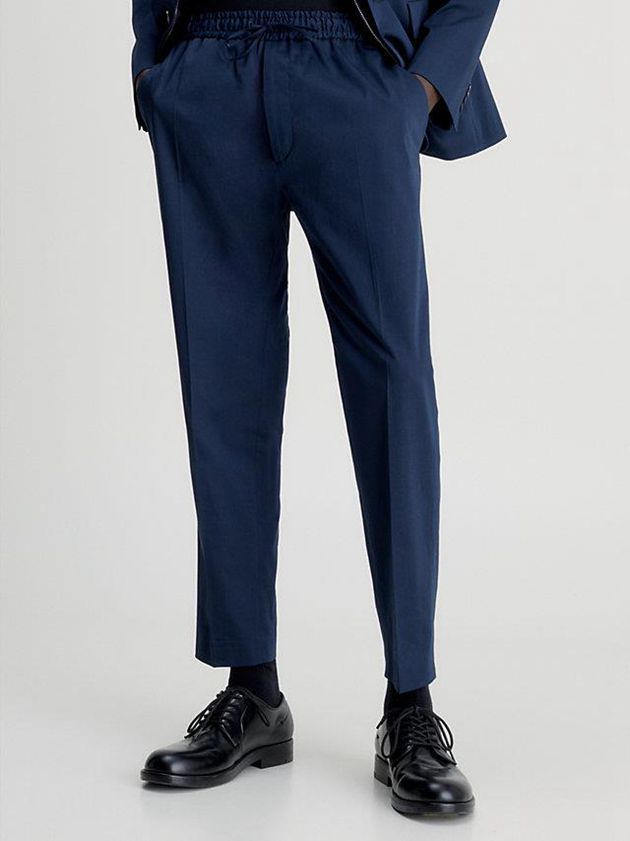 Navy Calvin Klein Slim Sateen Stretch Men Joggers | PJGA-34829