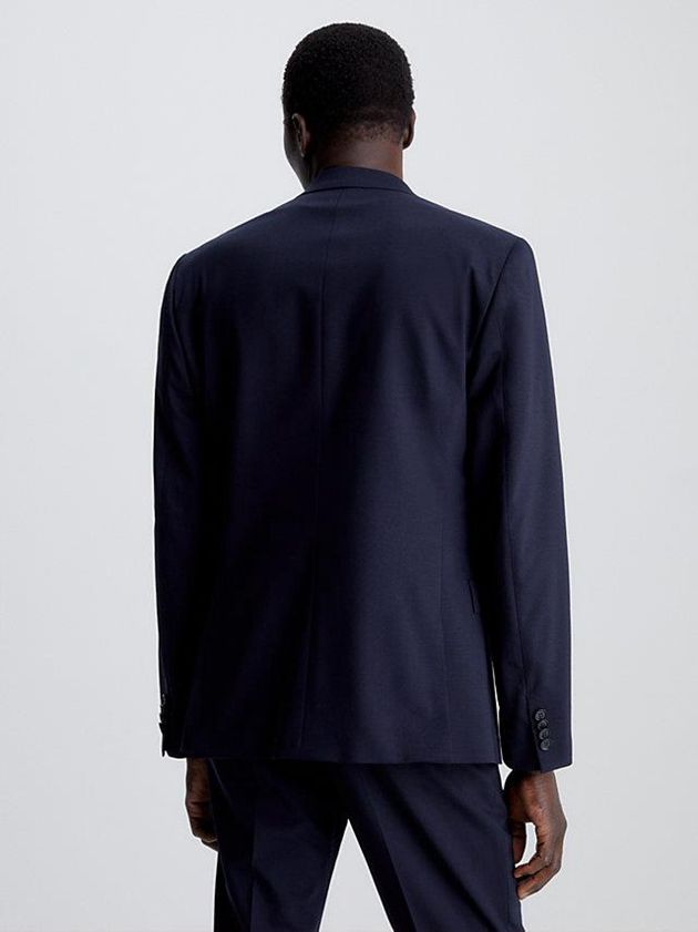 Navy Calvin Klein Slim Single-Breasted Wool Stretch Men Blazer | AHNF-21608