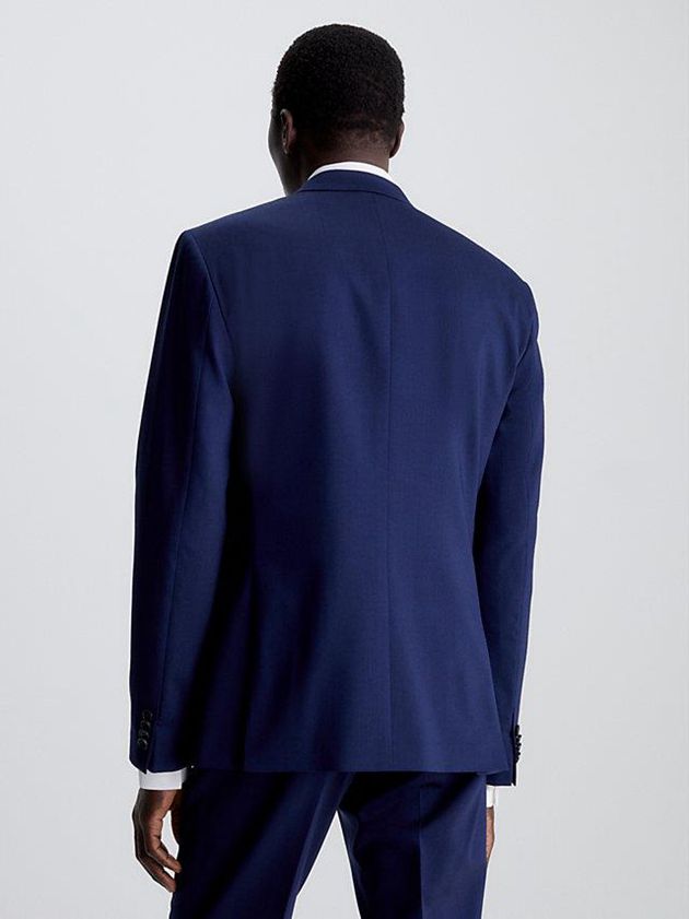 Navy Calvin Klein Slim Single-Breasted Wool Stretch Men Blazer | QXDY-16358