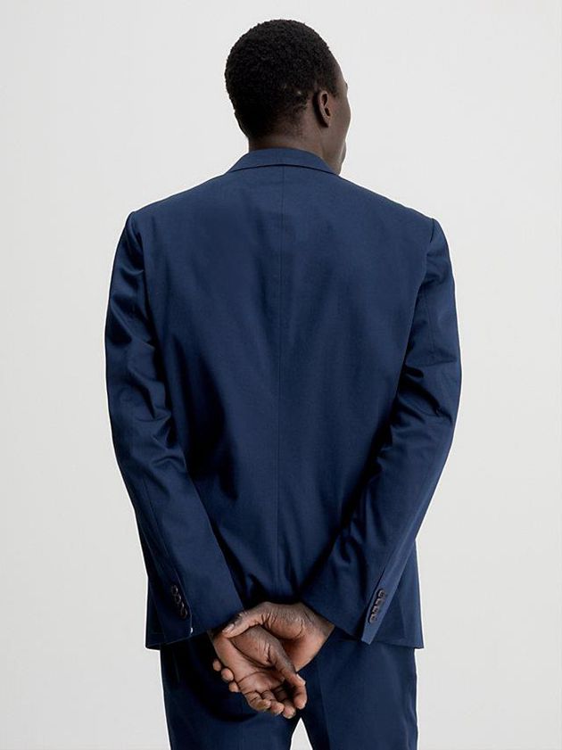 Navy Calvin Klein Slim Stretch Sateen Men Blazer | SRAE-93684