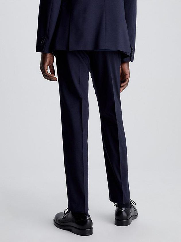 Navy Calvin Klein Slim Wool Stretch Suit Men Pants | TMCV-32745
