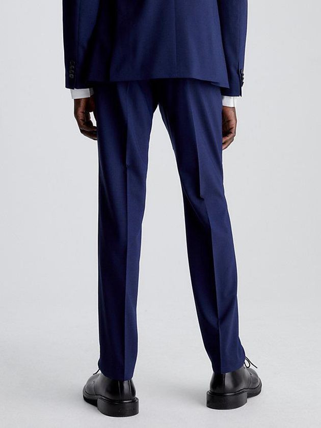 Navy Calvin Klein Slim Wool Stretch Suit Men Pants | VAPZ-93451