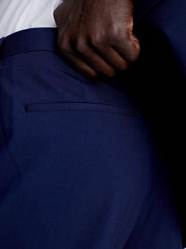 Navy Calvin Klein Slim Wool Stretch Suit Men Pants | VAPZ-93451