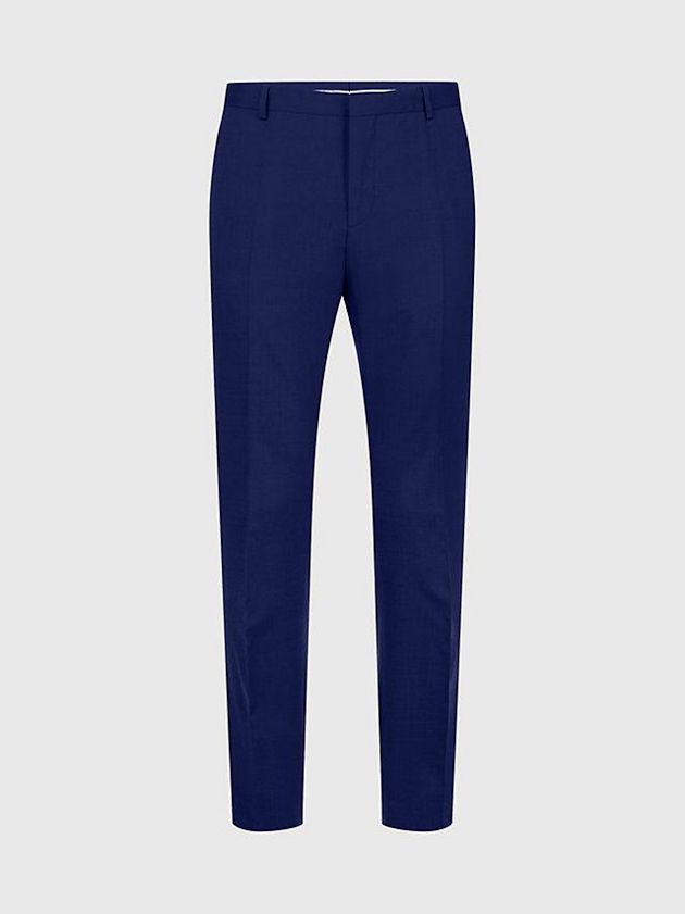 Navy Calvin Klein Slim Wool Stretch Suit Men Pants | VAPZ-93451