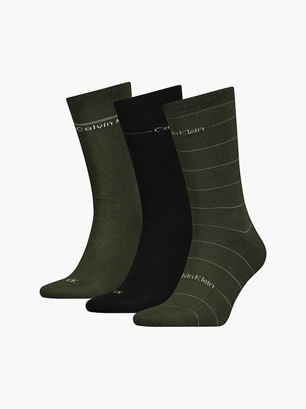 Olive Calvin Klein 4 Pack Crew Gift Set Men Socks | FMNH-96504