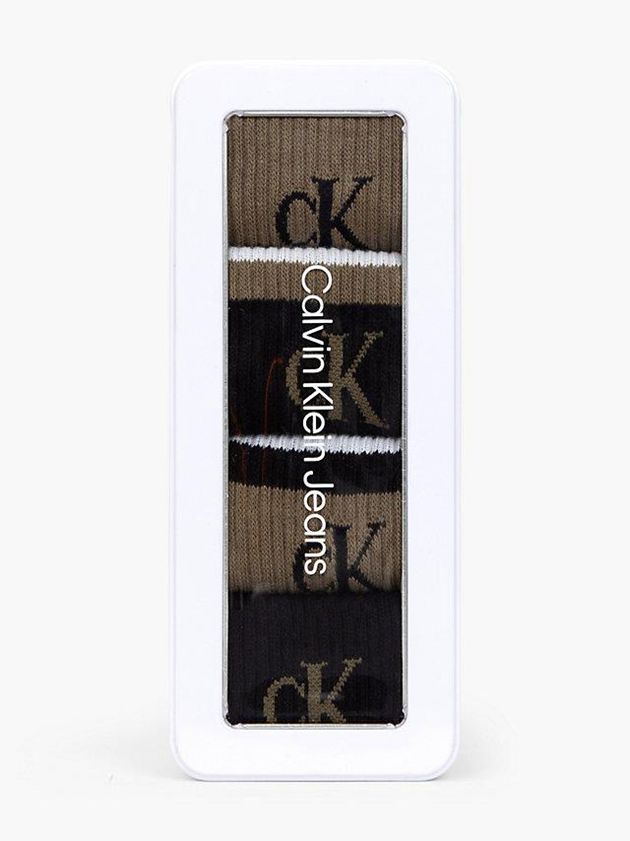 Olive Calvin Klein 4 Pack Crew Gift Set Men Socks | QNPB-86405