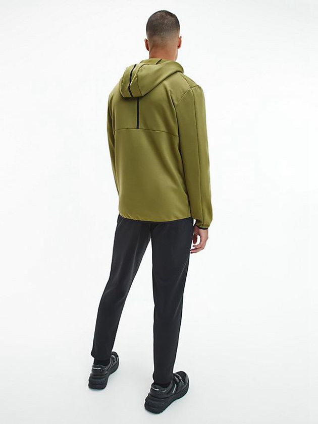 Olive Calvin Klein Balaclava Men Hoodie | QANO-09725