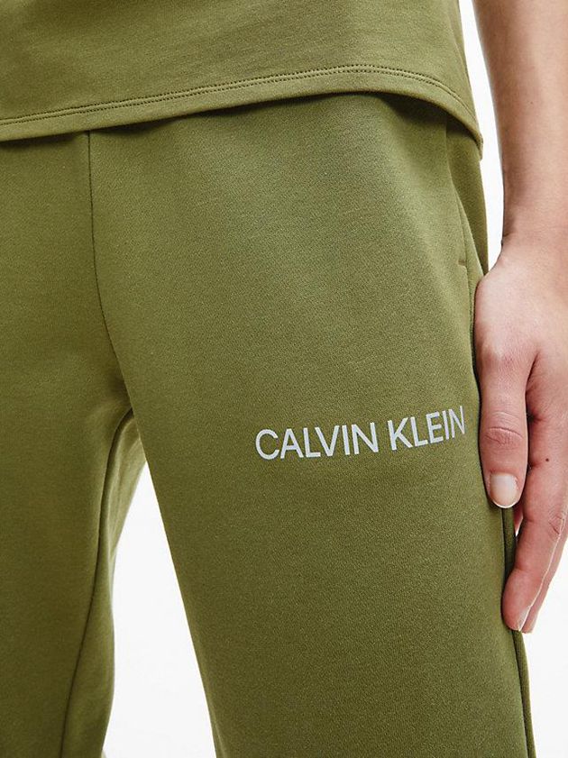 Olive Calvin Klein Cotton Terry Women Joggers | LZIX-36175
