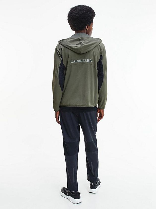Olive Calvin Klein Hooded Windbreaker Men Jacket | RGLT-78306