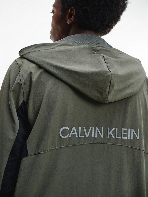 Olive Calvin Klein Hooded Windbreaker Men Jacket | RGLT-78306