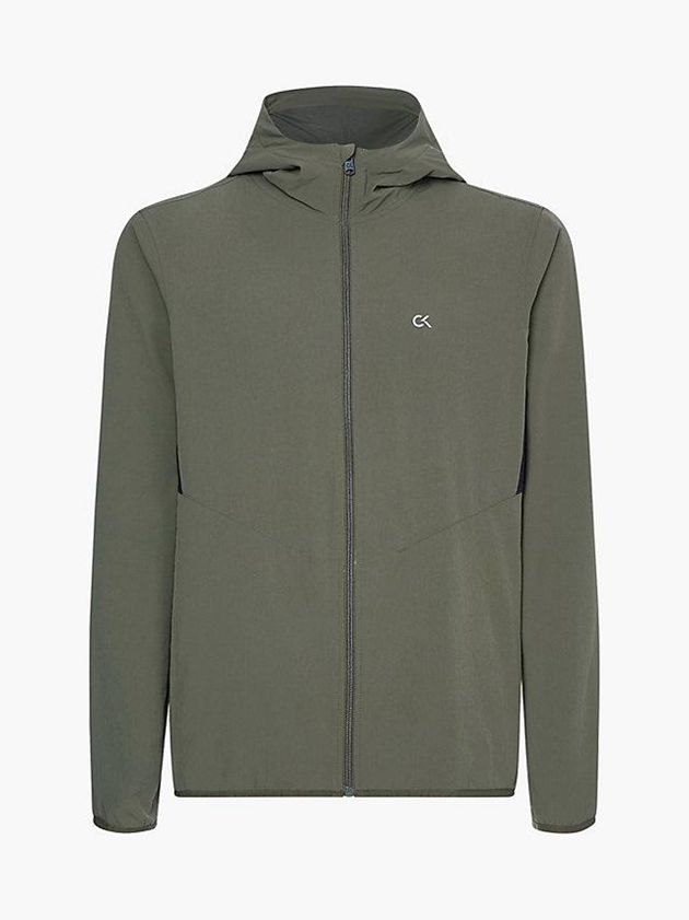 Olive Calvin Klein Hooded Windbreaker Men Jacket | RGLT-78306
