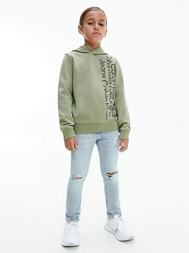 Olive Calvin Klein Logo Boys's Hoodie | XPAY-39671
