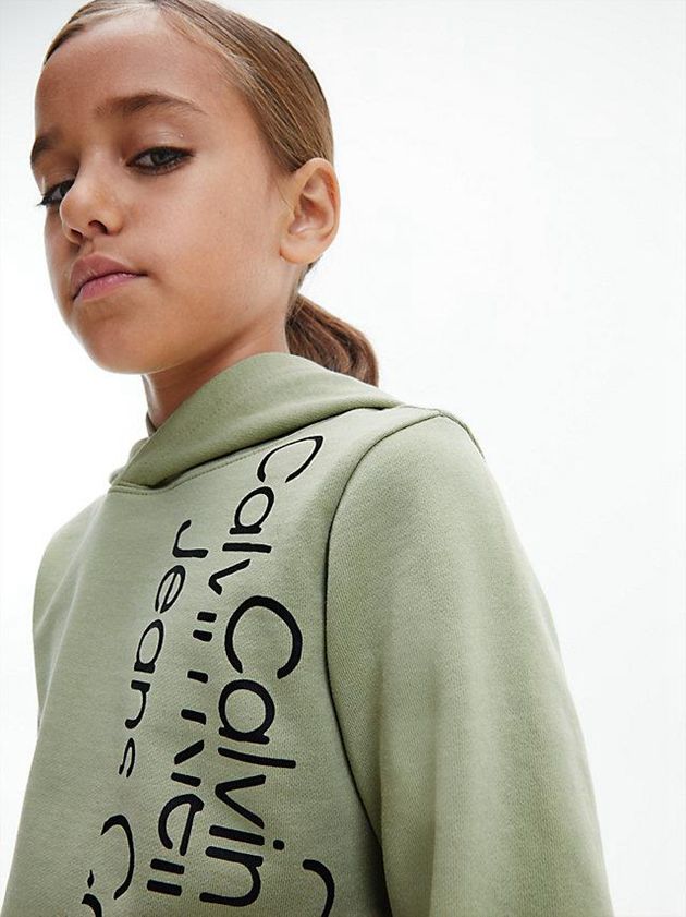 Olive Calvin Klein Logo Boys's Hoodie | XPAY-39671