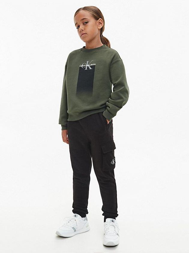 Olive Calvin Klein Logo Boys's Sweatshirt | FXJP-69853