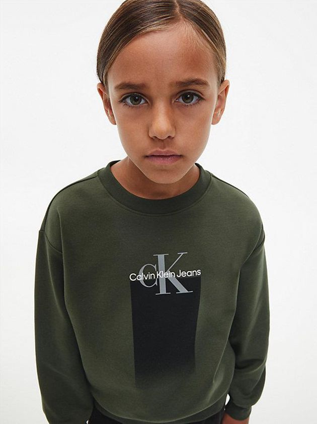 Olive Calvin Klein Logo Boys's Sweatshirt | FXJP-69853