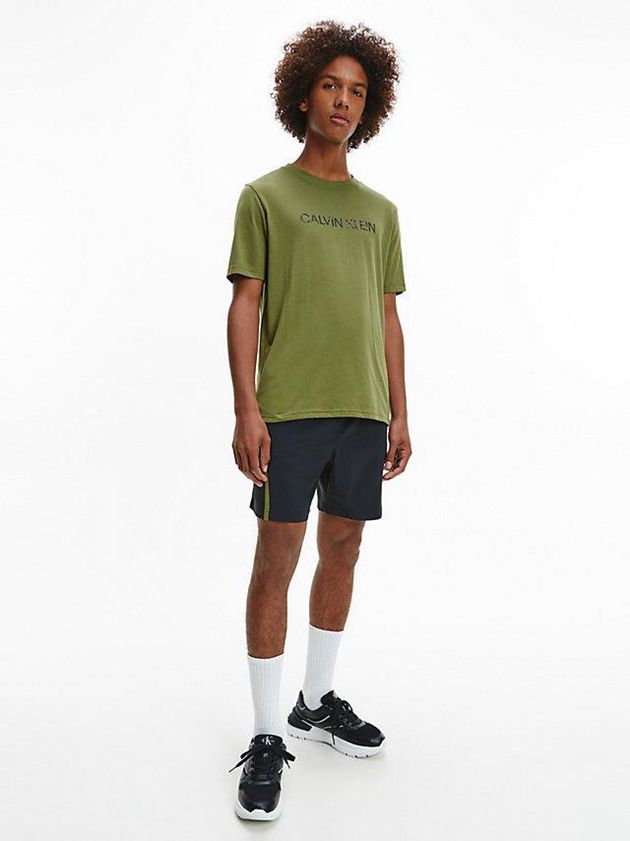 Olive Calvin Klein Logo Gym Men T-Shirt | KOBS-26091