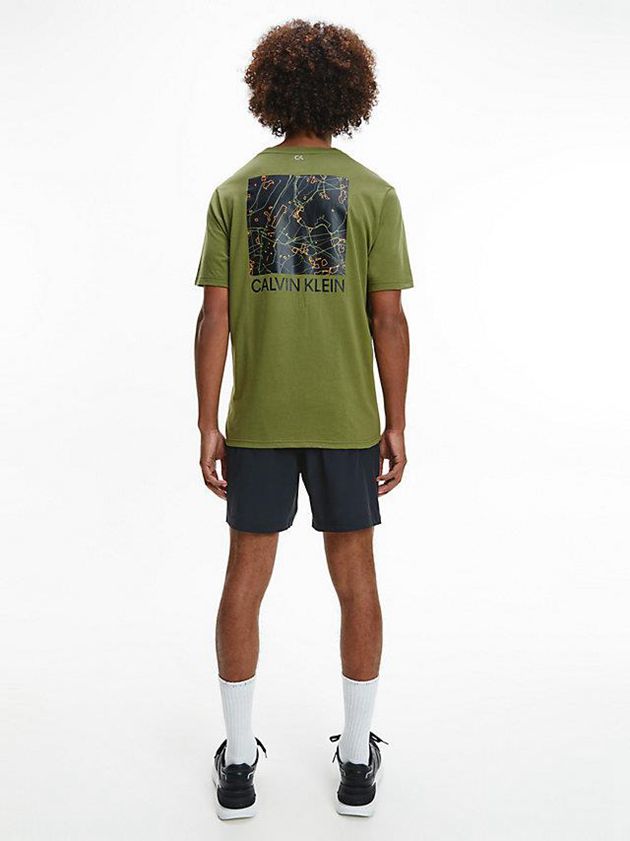 Olive Calvin Klein Logo Gym Men T-Shirt | KOBS-26091