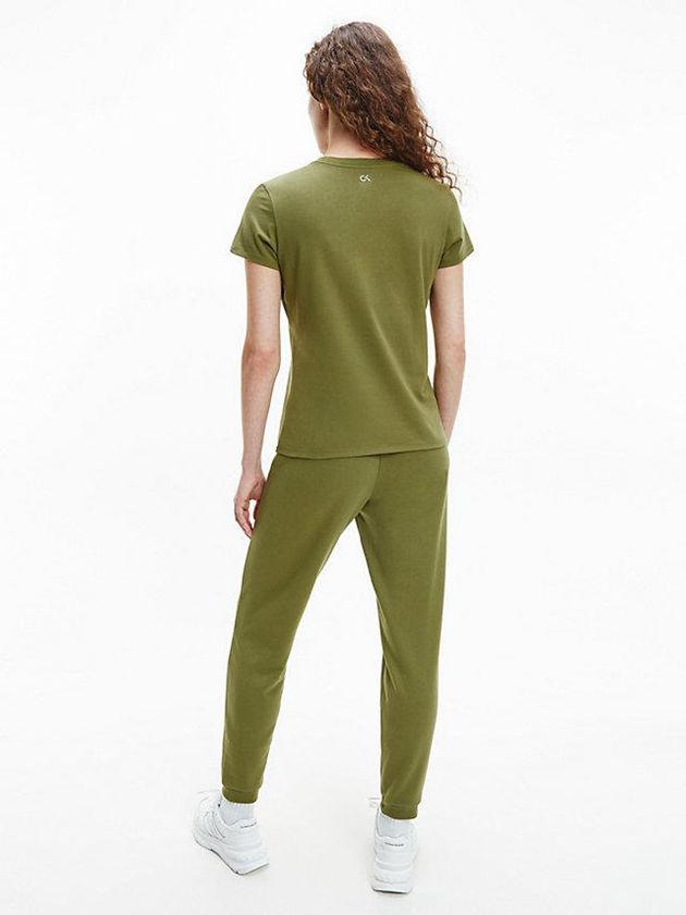 Olive Calvin Klein Logo Gym Women T-Shirt | QXPF-18426