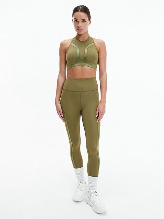 Olive Calvin Klein Medium Impact Sports Women Bra | HBVN-62197