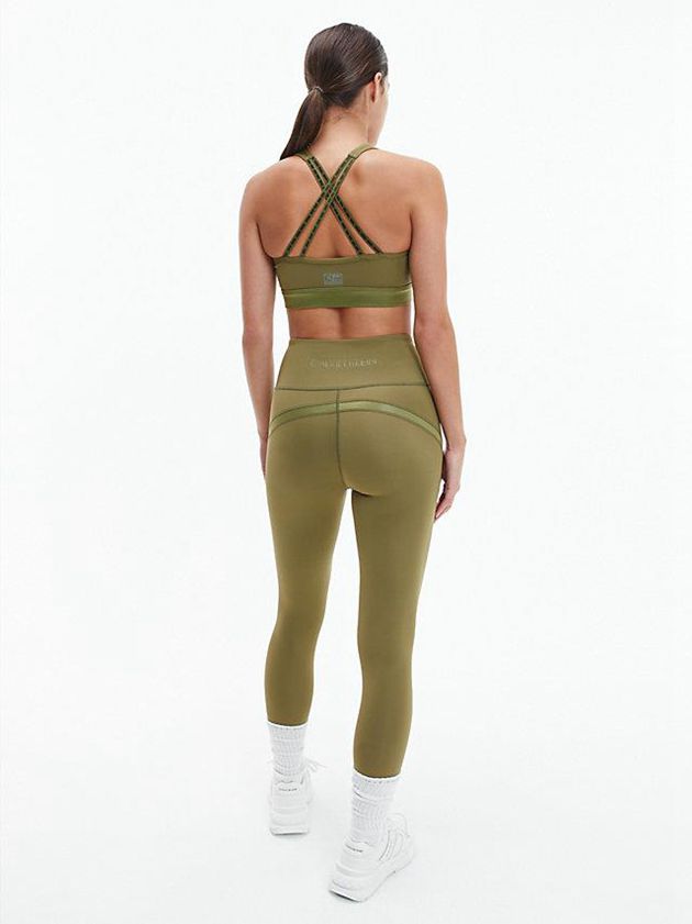 Olive Calvin Klein Medium Impact Sports Women Bra | HBVN-62197