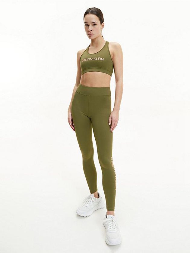 Olive Calvin Klein Medium Impact Sports Women Bra | AOCH-65270
