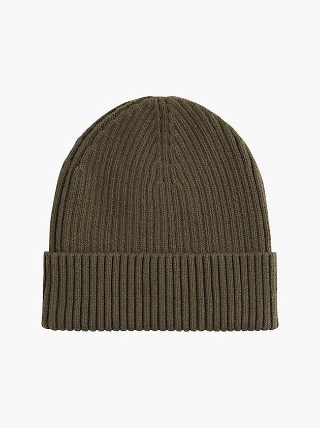 Olive Calvin Klein Organic Cotton Blend Men Beanie | EXQV-31076