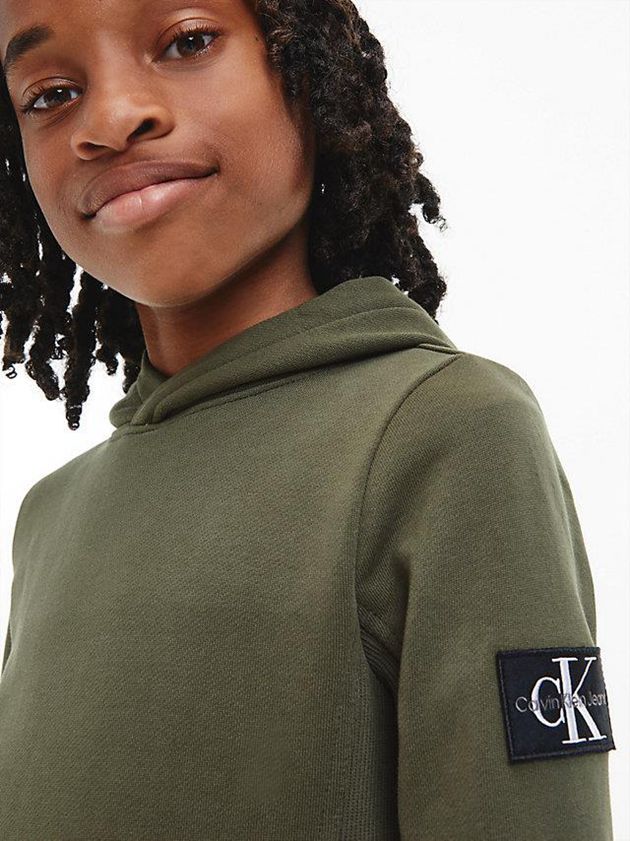 Olive Calvin Klein Peached Terry Boys's Hoodie | IASV-68470