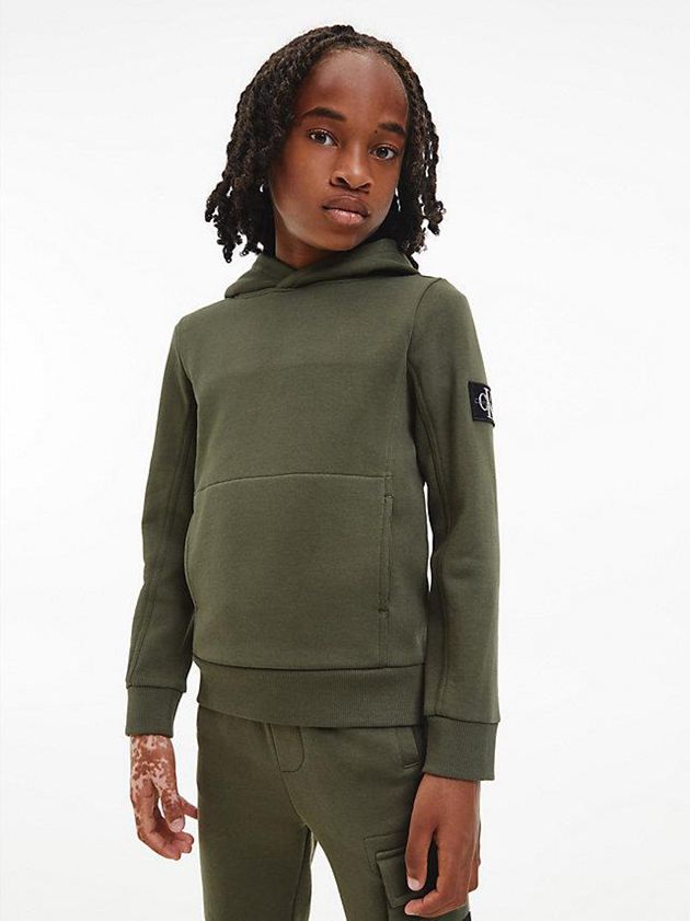 Olive Calvin Klein Peached Terry Boys\'s Hoodie | IASV-68470