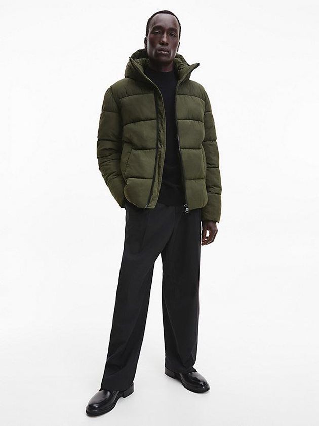 Olive Calvin Klein Recycled Nylon Puffer Men Jacket | QBYO-48397