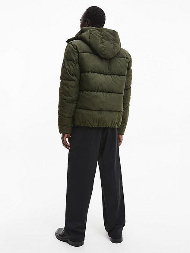 Olive Calvin Klein Recycled Nylon Puffer Men Jacket | QBYO-48397