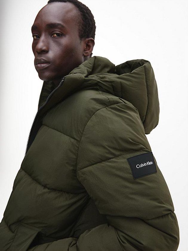 Olive Calvin Klein Recycled Nylon Puffer Men Jacket | QBYO-48397