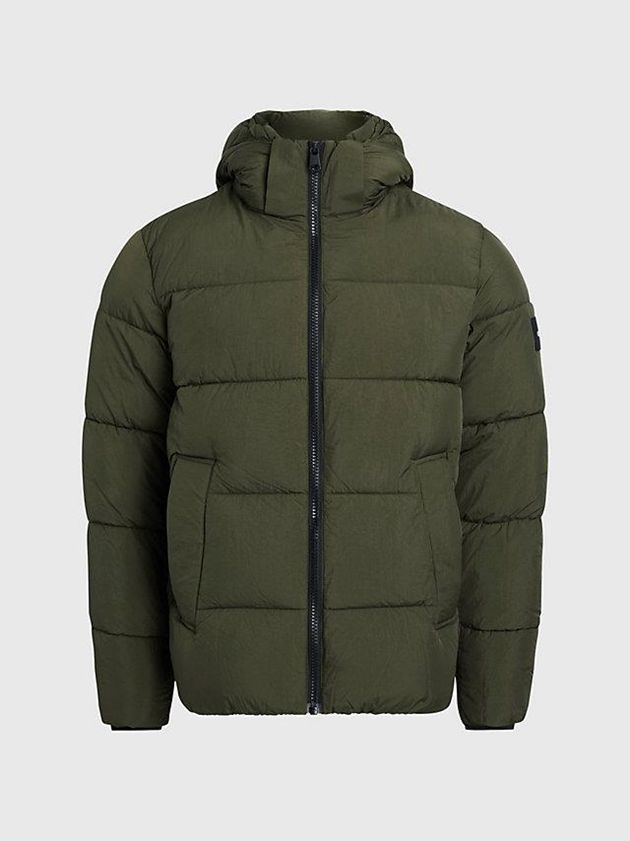 Olive Calvin Klein Recycled Nylon Puffer Men Jacket | QBYO-48397