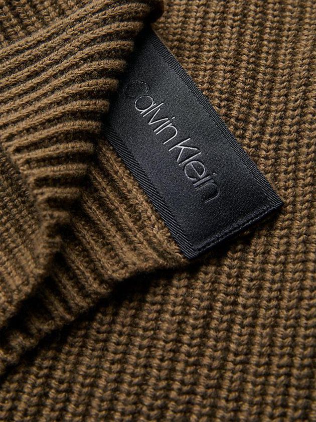 Olive Calvin Klein Relaxed Ribbed V-Neck Jumper Women Sweater | POUB-72308
