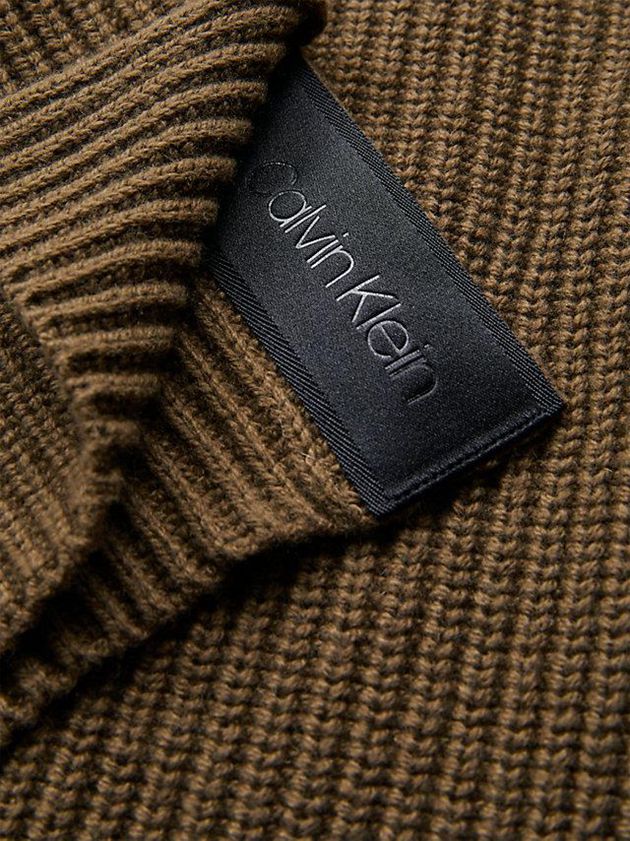 Olive Calvin Klein Relaxed Ribbed V-Neck Jumper Women Sweater | POUB-72308