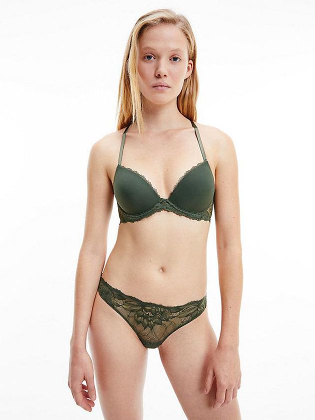 Olive Calvin Klein Seductive Comfort Women Thong | APLW-59270