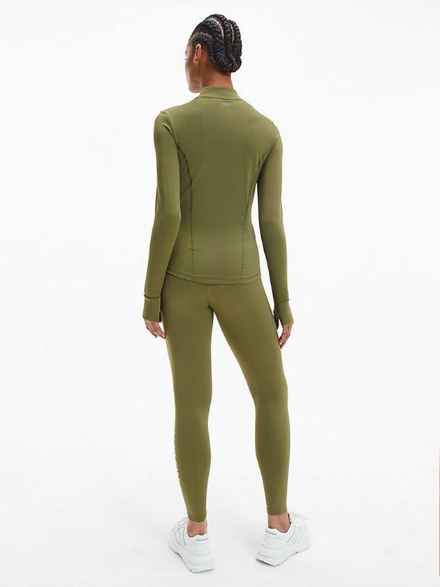 Olive Calvin Klein Slim Long Sleeve Gym Women Top | GRMC-17943