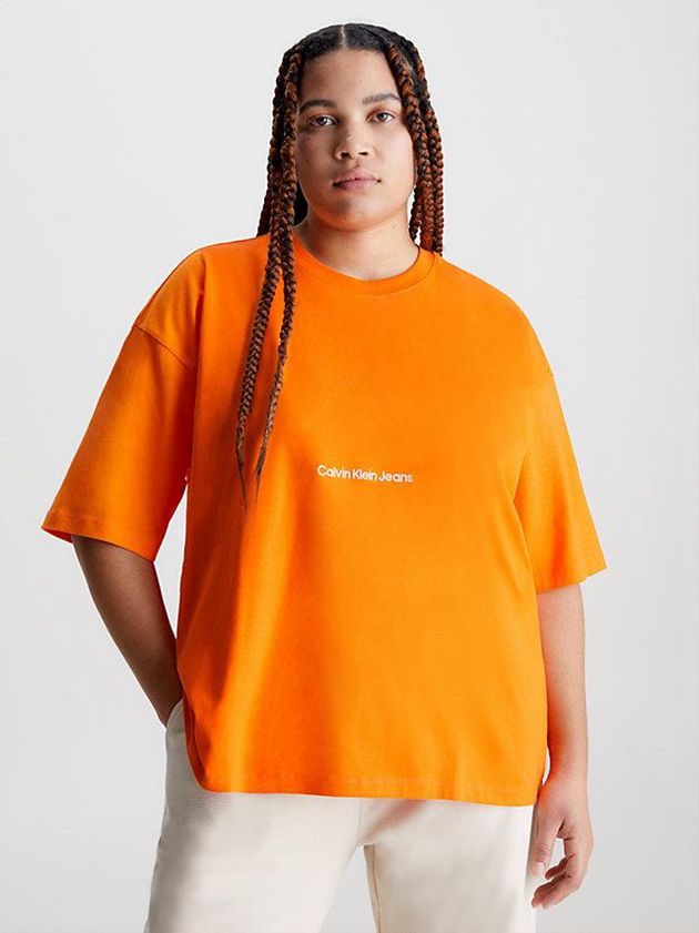 Orange Calvin Klein Boyfriend Logo Women T-Shirt | WMKQ-83265