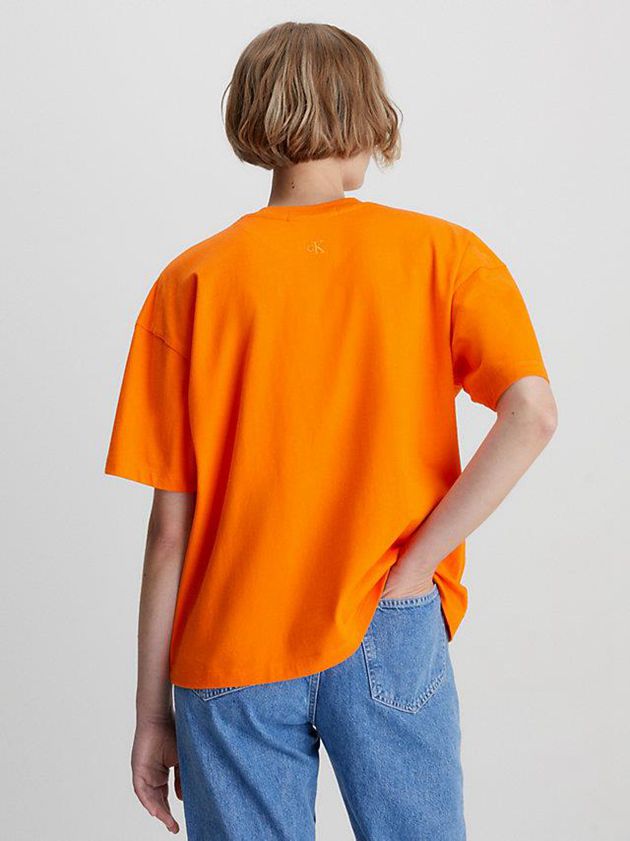 Orange Calvin Klein Boyfriend Logo Women T-Shirt | WMKQ-83265