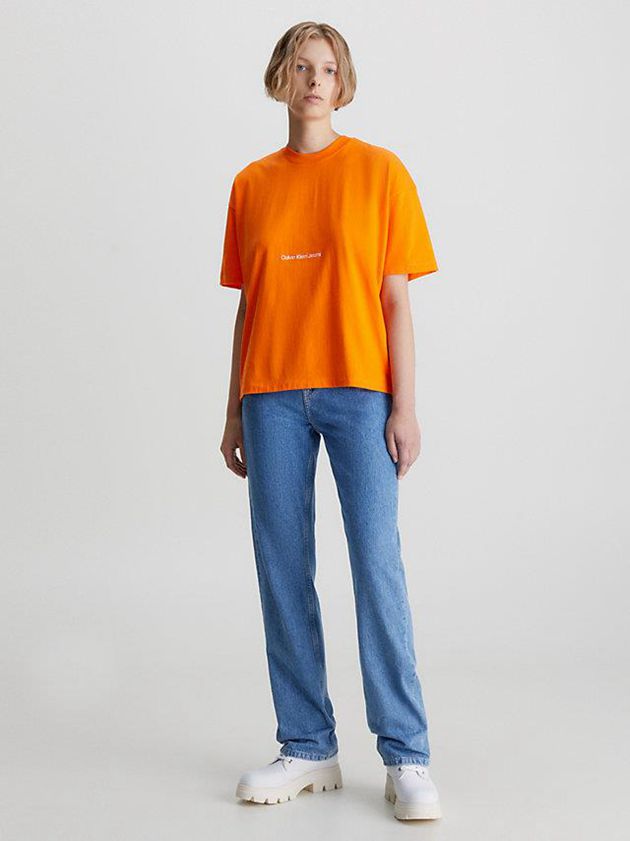 Orange Calvin Klein Boyfriend Logo Women T-Shirt | WMKQ-83265