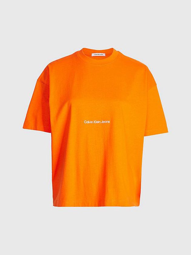 Orange Calvin Klein Boyfriend Logo Women T-Shirt | WMKQ-83265