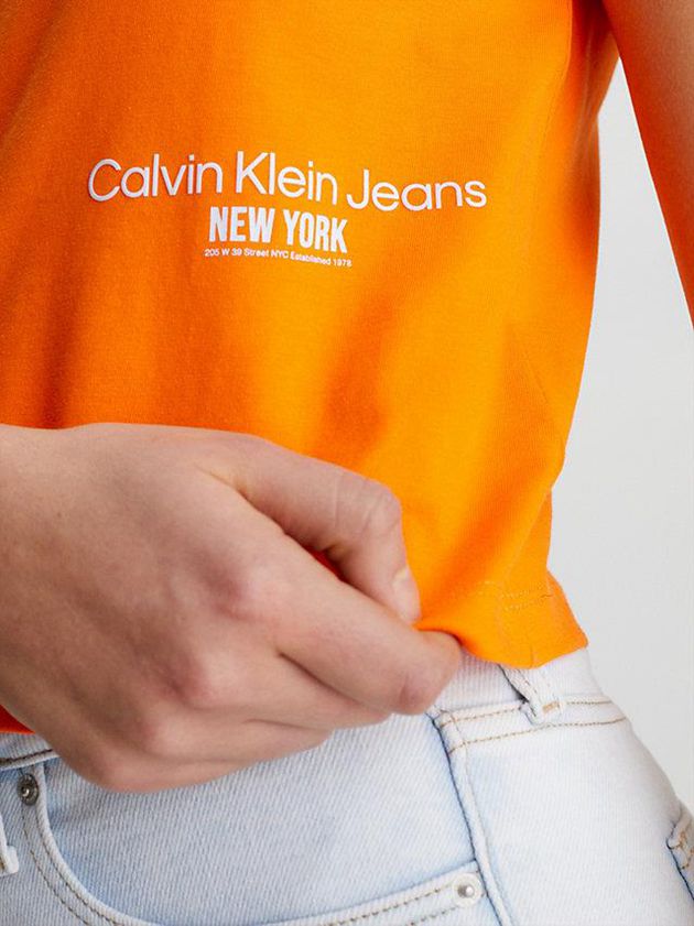 Orange Calvin Klein Cropped Logo Women T-Shirt | GDLT-07234