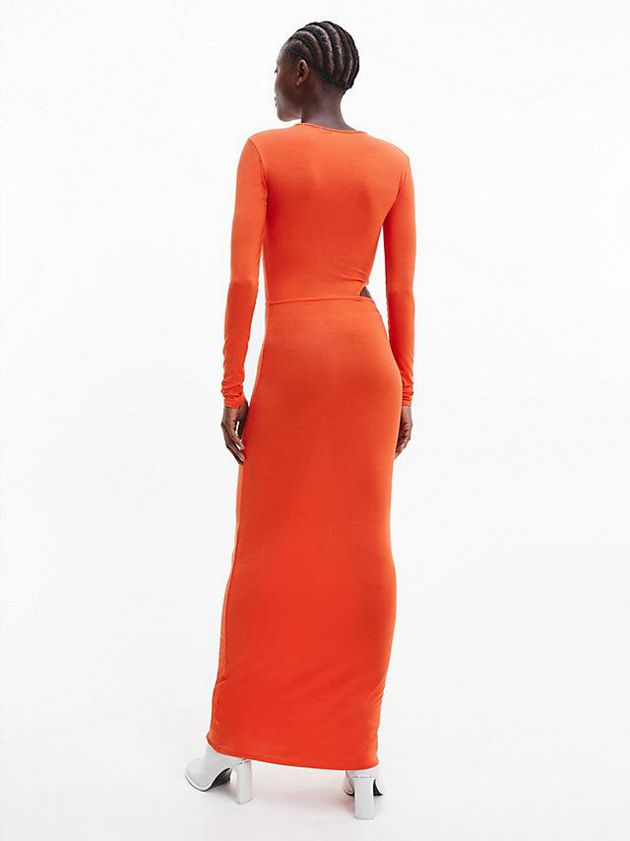 Orange Calvin Klein Cut Out Detail Bodycon Women Dress | BPSZ-89562