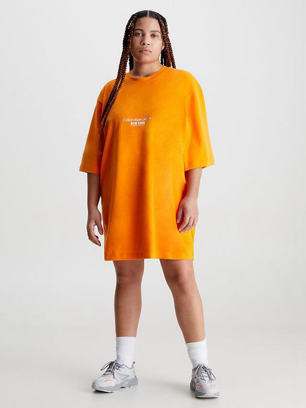 Orange Calvin Klein Embroidered T-Shirt Women Dress | LRAG-59734