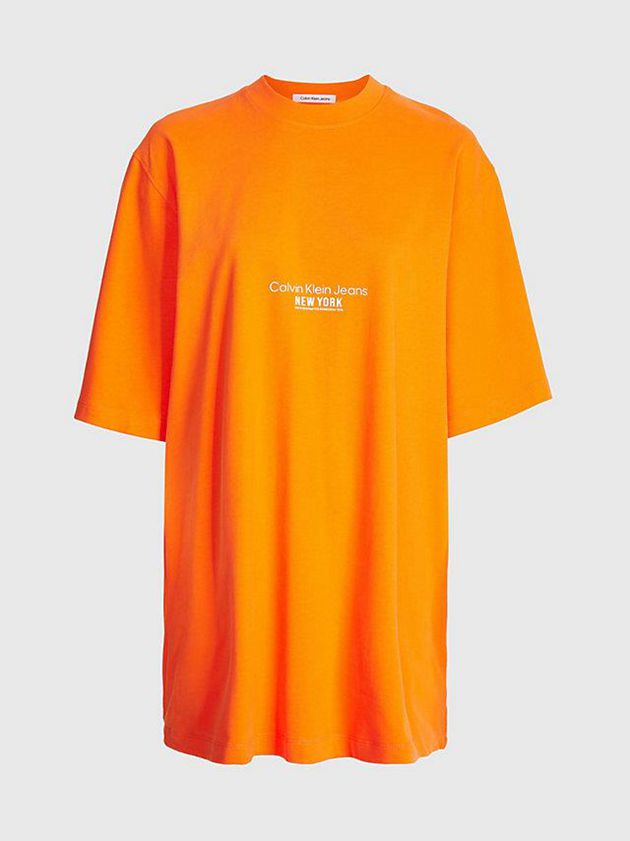 Orange Calvin Klein Embroidered T-Shirt Women Dress | LRAG-59734