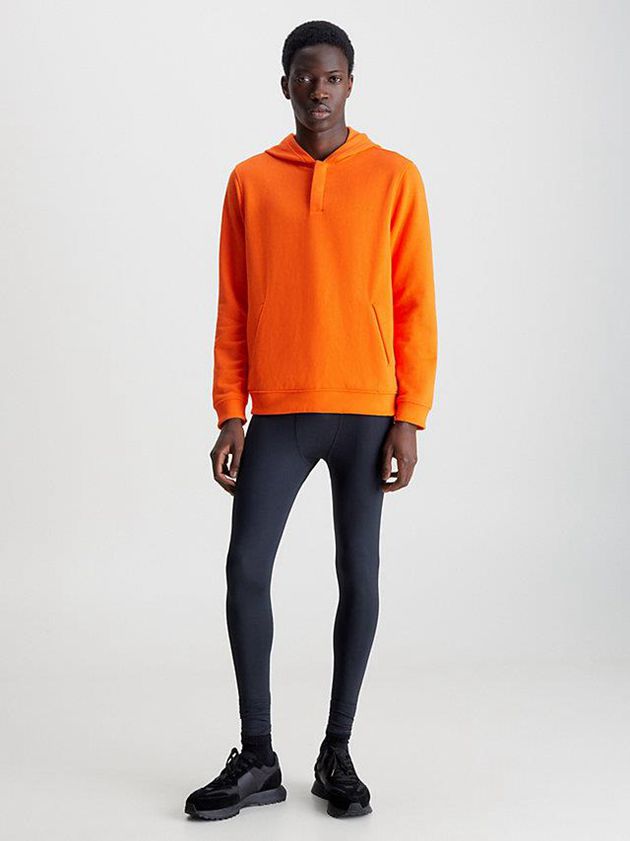 Orange Calvin Klein Fleece Men Hoodie | KFVE-72043