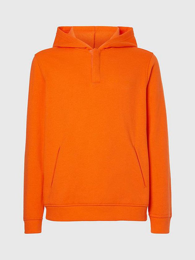 Orange Calvin Klein Fleece Men Hoodie | KFVE-72043