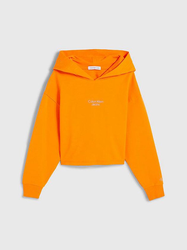 Orange Calvin Klein Layered Back Girls's Hoodie | TPRY-90837